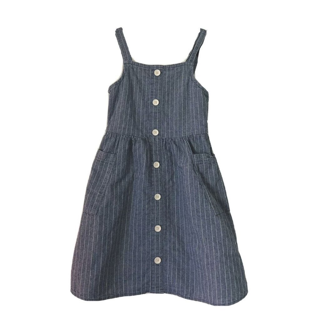 Epic Threads Denim Chambray Popover Dress,  Blue, Stripes, Pockets Summer Size M